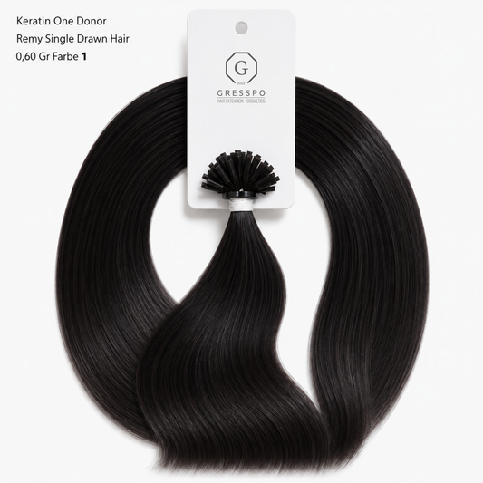 Keratin One Donor Remy Single Drawn Hair 0,60 Gr Farbe 1