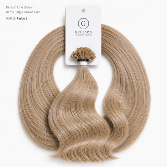 Keratin One Donor Remy Single Drawn Hair 0,60 Gr Farbe 8