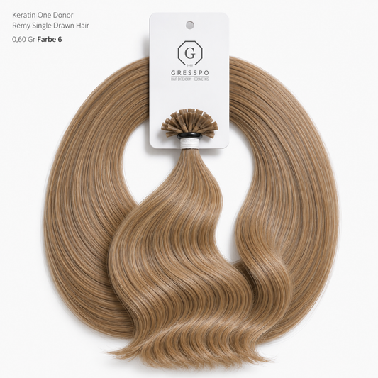 Keratin One Donor Remy Single Drawn Hair 0,60 Gr Farbe 6