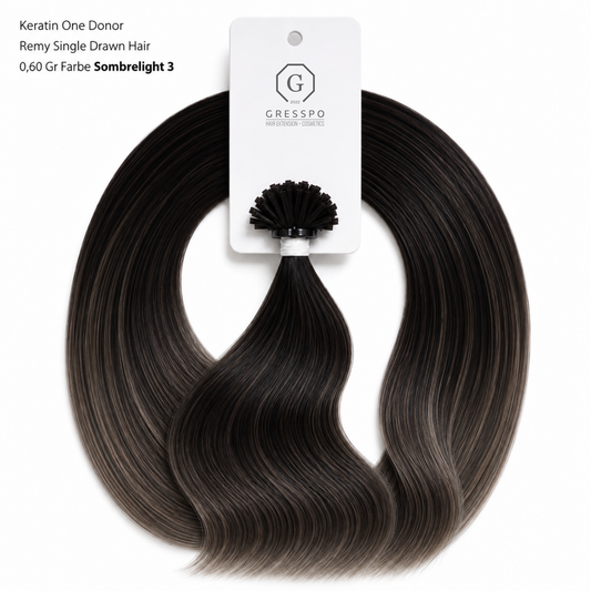 Keratin One Donor Remy Single Drawn Hair 0,60 Gr Farbe Sombrelight 3