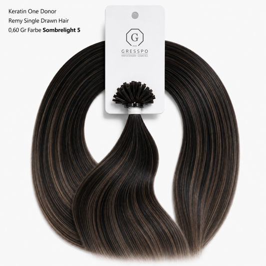 Keratin One Donor Remy Single Drawn Hair 0,60 Gr Farbe Sombrelight 5
