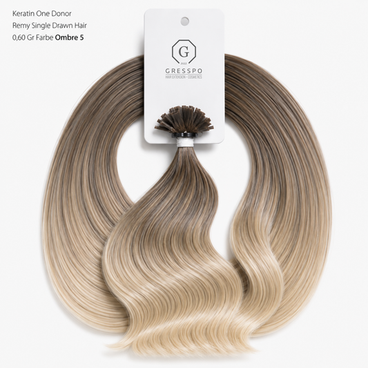 Keratin One Donor Remy Single Drawn Hair 0,60 Gr Farbe Ombre 5