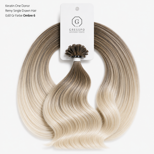 Keratin One Donor Remy Single Drawn Hair 0,60 Gr Farbe Ombre 6