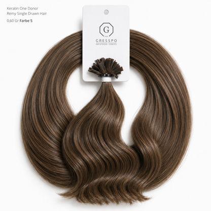 Keratin One Donor Remy Single Drawn Hair 0,60 Gr Farbe 5