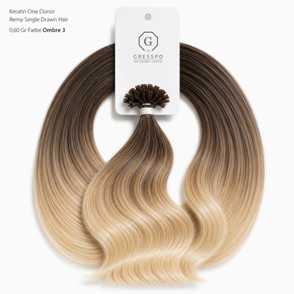Keratin One Donor Remy Single Drawn Hair 0,60 Gr Farbe Ombre 3