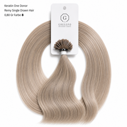 Keratin One Donor Remy Single Drawn Hair 0,80 Gr Farbe 8