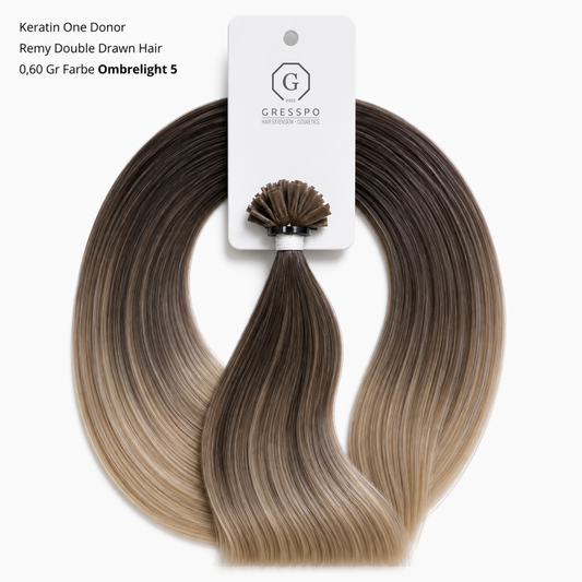 Keratin One Donor Remy Double Drawn Hair 0,60 Gr Farbe Ombrelight 5