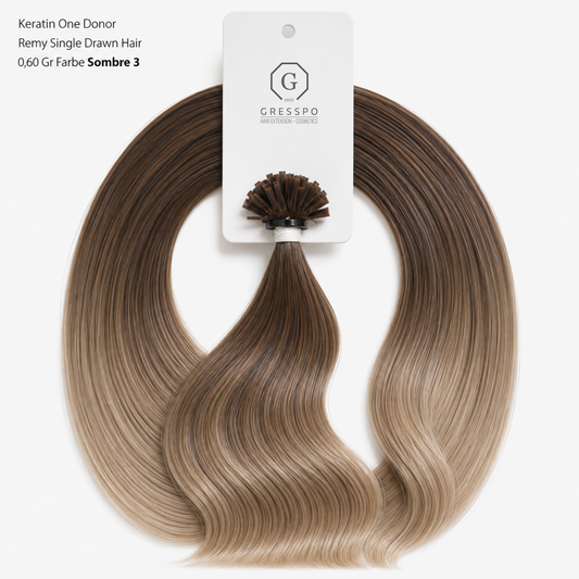 Keratin One Donor Remy Single Drawn Hair 0,60 Gr Farbe Sombre 3