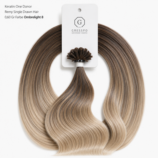 Keratin One Donor Remy Single Drawn Hair 0,60 Gr Farbe Ombrelight 8