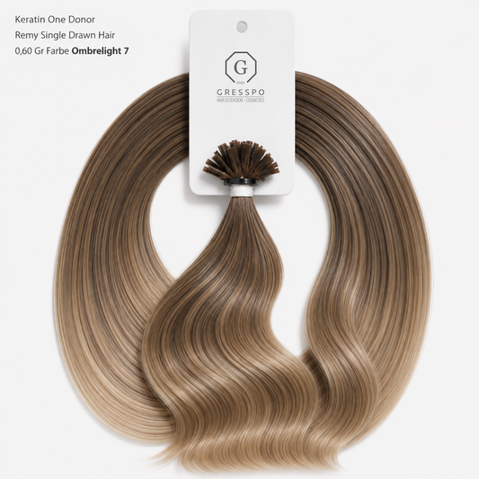 Keratin One Donor Remy Single Drawn Hair 0,60 Gr Farbe Ombrelight 7
