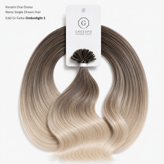 Keratin One Donor Remy Single Drawn Hair 0,60 Gr Farbe Ombrelight 1